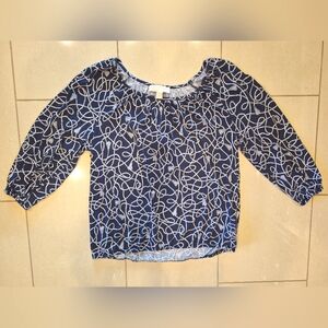 Michael Kors rope and tassel print blue and white top - size medium